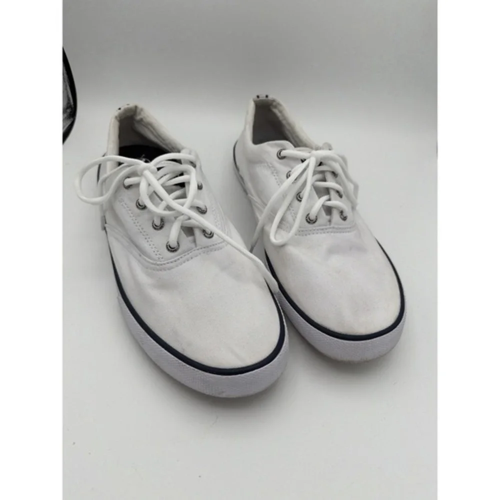 Sperry‎ Men's White Size 13 Canvas Sneakers Lace-Up Casual Boat Shoes.     1586